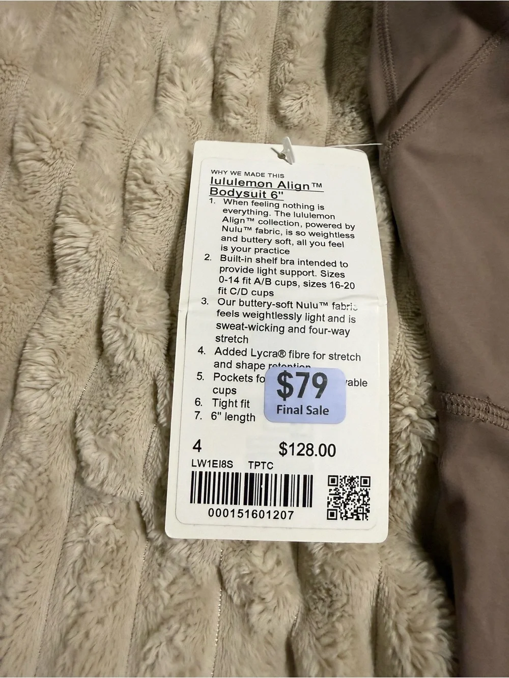 New Lululemon Align Body suit 6 inches